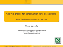 Analytic theory for conservation laws on networks .7cm III &mdash; The