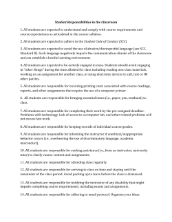 Student Responsibilities in the Classroom
