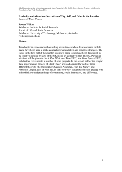1 Proximity and Alienation: Narratives of City, Self