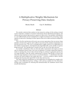 A Multiplicative Weights Mechanism for Privacy