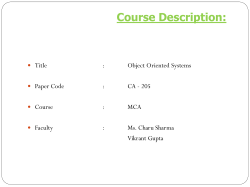 Object Oriented Programming