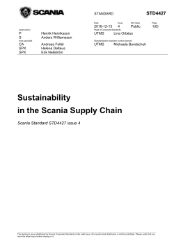 Sustainability in the Scania Supply Chain Scania Standard