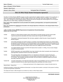 Move On When Ready Student Participation Agreement