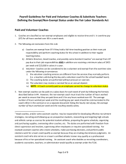 Payroll Guidelines for Coaches and Sub Teachers