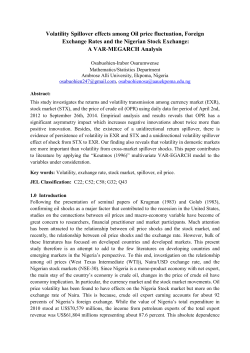 Key words: Volatility, exchange rate, stock market, spillover, oil price.