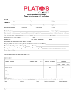 Application for Employment - Plato`s Closet North Charleston, SC