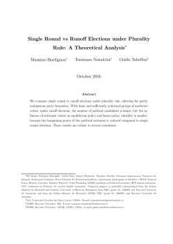 Single Round vs Runoff Elections under Plurality Rule: A Theoretical
