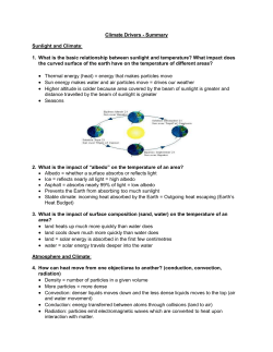 Climate Drivers - Summary Sunlight and Climate: What is the basic