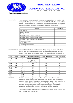 Coaching Guidelines - Sandy Bay Lions Junior Football Club