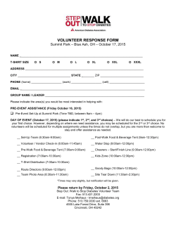 Step Out Volunteer Opportunities &ndash; Saturday, October 17, 2015