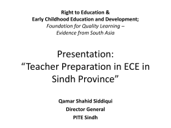 Teacher Preparation in ECE in Sindh province