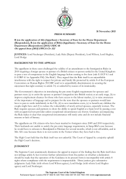 R (on the applications of Ali and Bibi) (Appellants) v Secretary of