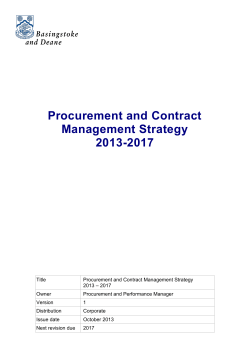 Procurement and Contract Management Strategy 2013-2017