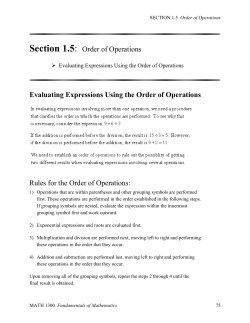 Order of Operations - Section 1.5 - UH