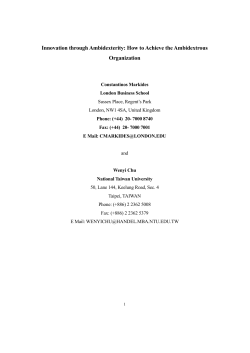 Innovation through Ambidexterity: How to