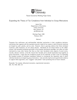 Expanding the Theory of Tax Compliance from Individual to Group
