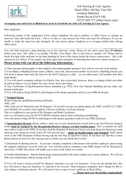 Documents required for interview - Ark Nursing and Care Agency in