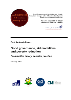Good governance, aid modalities and poverty reduction