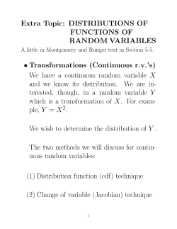 DISTRIBUTIONS OF FUNCTIONS OF RANDOM VARIABLES