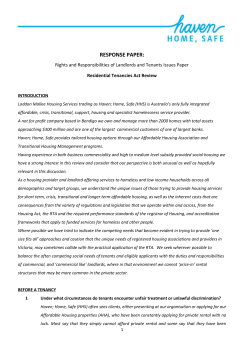 Haven Home Safe - submission to the RTA review