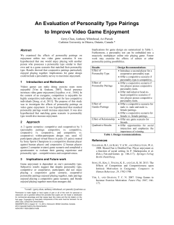 An Evaluation of Personality Type Pairings to Improve Video Game
