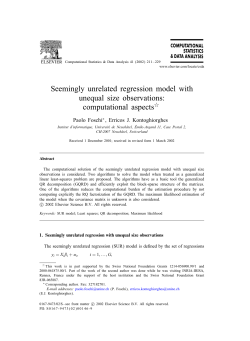 Seemingly unrelated regression model with unequal size observations