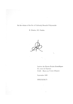 On the volume of the Set of Uniformly Bounded Polynomials E