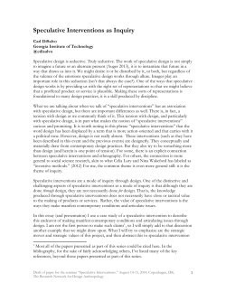 Speculative Interventions as Inquiry