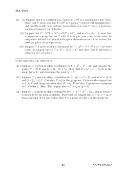 MA 4A50 13. (i) Suppose that k is a subfield of C, and let C &sub; P k be