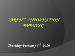 PARENT INFORMATION EVENING