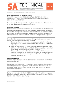 Overseas aspects of corporation tax
