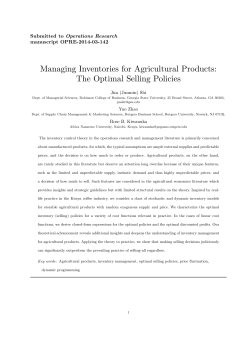 Managing Inventories for Agricultural Products: The Optimal Selling