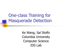 One Class Training for Masquerade Detection