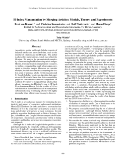 H-Index Manipulation by Merging Articles: Models, Theory