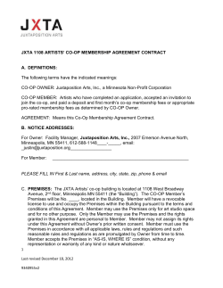 1108 Artists` Co-op Membership Agreement