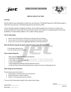 Mental Capacity and DoLS