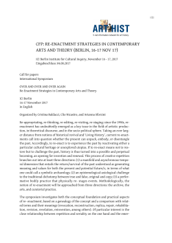 cfp: re-enactment strategies in contemporary arts and theory