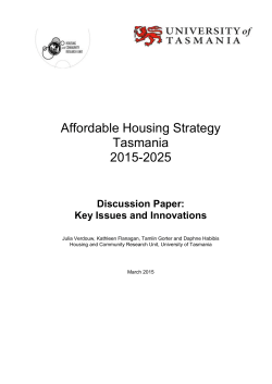 University of Tasmania Discussion Paper &ndash; Key Issues and