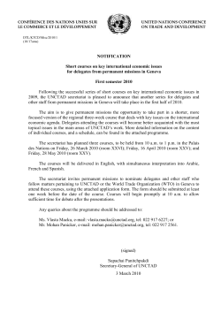 NOTIFICATION Short courses on key international