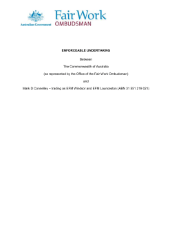 Enforceable Undertaking - EFM Windsor and EFM Launceston