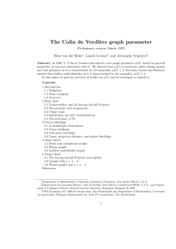 The Colin de Verdi`ere graph parameter