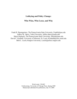 Lobbying and Policy Change: Who Wins, Who Loses, and Why