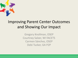 Improving Parent Center Outcomes and Showing our Impact