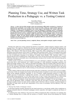 Planning Time, Strategy Use, and Written Task Production in a