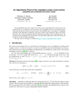 An Algorithmic Proof of the Lopsided Lov&acute;asz Local Lemma 1
