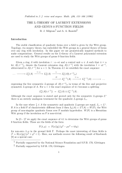 the l-theory of laurent extensions and genus 0 function fields