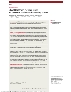 Blood Biomarkers for Brain Injury in Concussed Professional Ice