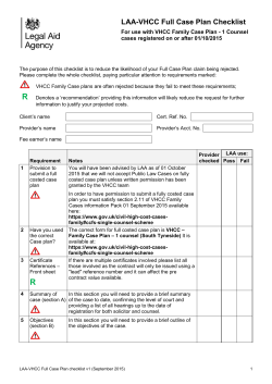 Fully costed case plan checklist