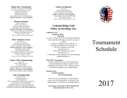 Tournament Schedule - Colonial Ridge Golf
