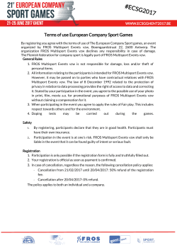 Terms of use European Company Sport Games